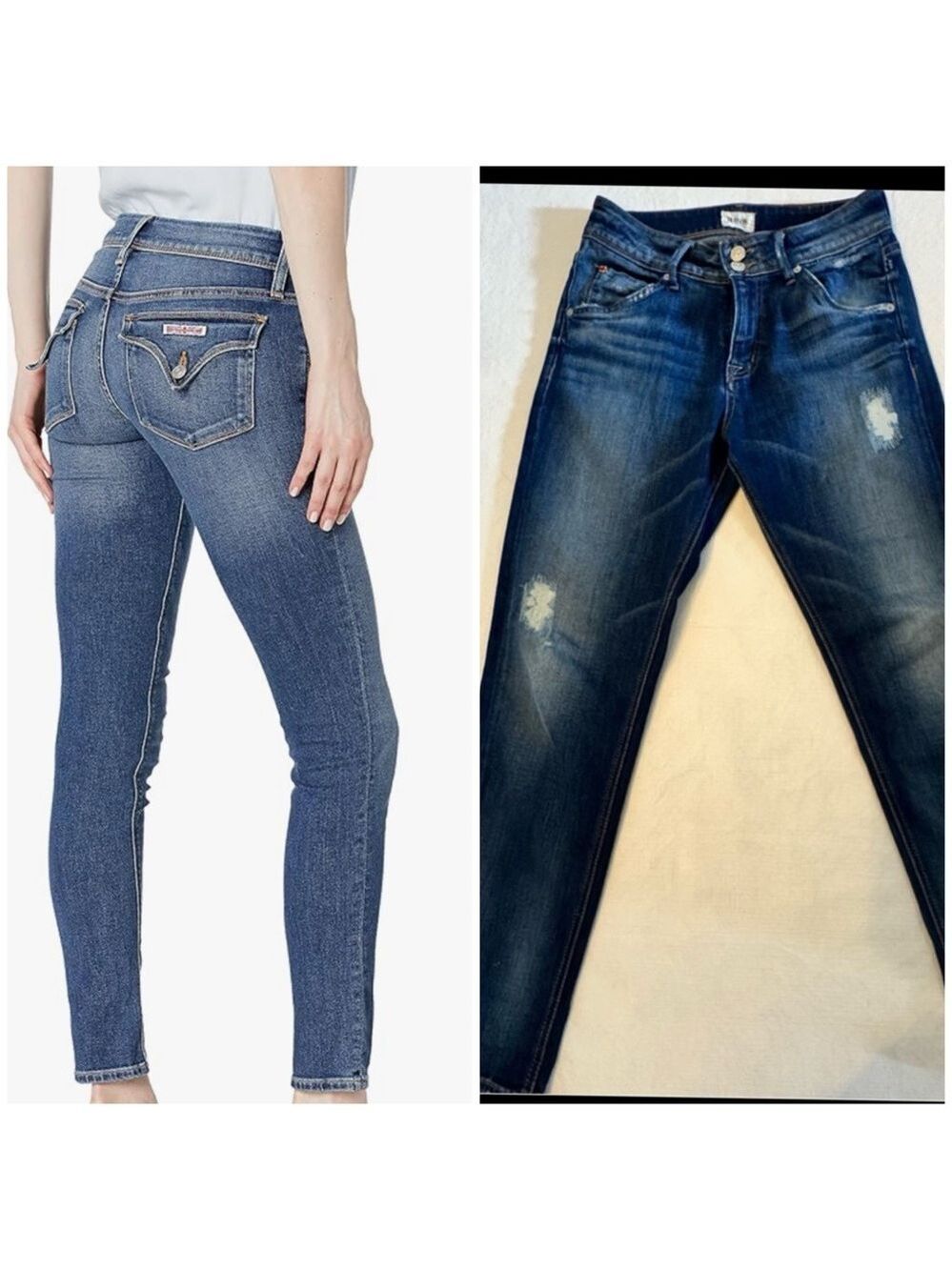 Hudson Jeans Women's 28 Blue Collin Flap Skinny Cotton Blend Stretch